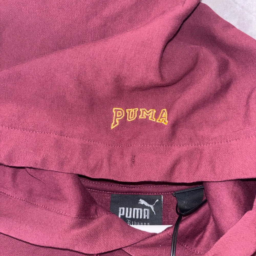 NWT Puma x Fenty Rihanna Women Medium Tawny Port Maroon Back Lacing Hoodie $130 - Picture 9 of 10